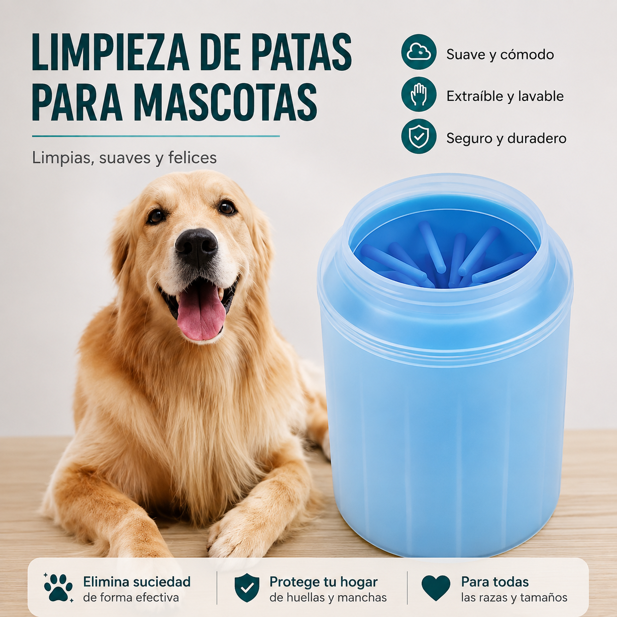 Limpiapatas de Silicona para Perro — Patas Limpias en 3 Segundos
